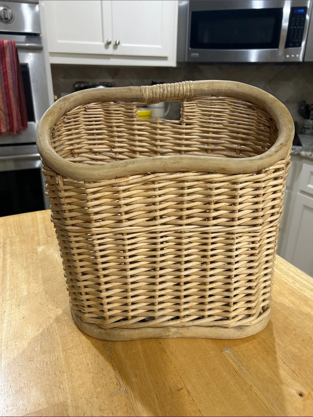 Woven Rattan Storage Basket in Natural Tan